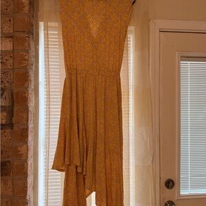 Maeve Asymmetrical Dress in Mustard Pattern